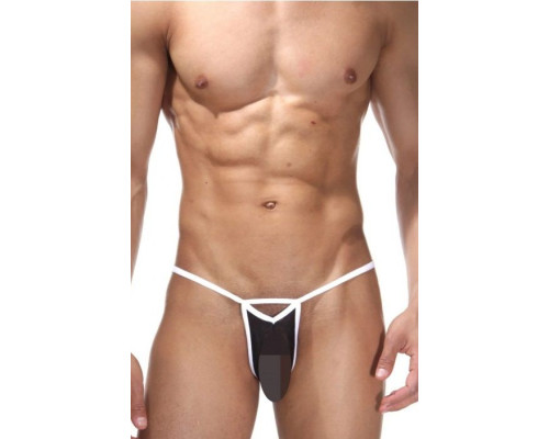 Черно-белые откровенные трусы-стринги
