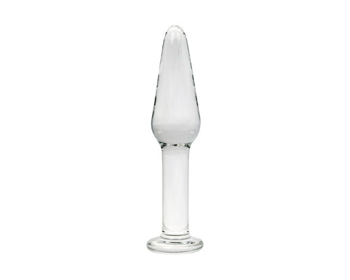 Прозрачный удлиненный анальный плаг из стекла - 12 см.