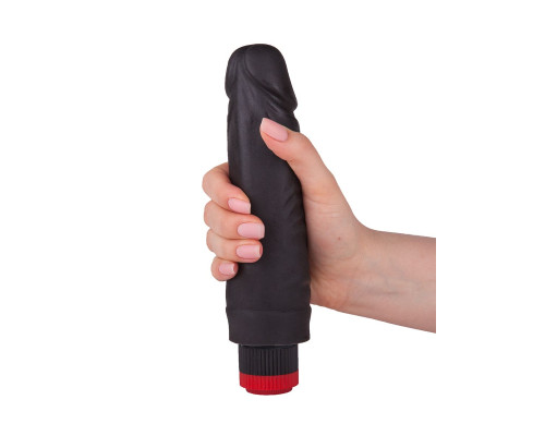 Вибратор-реалистик черного цвета - 17,5 см.