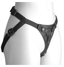 Черный женский пояс-трусики с кольцом для фиксации насадок