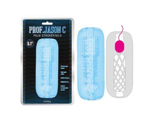 Голубой текстурированный мастурбатор Palm Stroker No.6