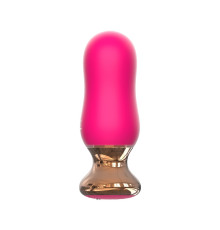 Розовая перезаряжаемая анальная пробка с вибрацией - 8,9 см.