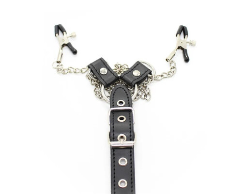 Зажимы для сосков с ремешком и кольцом для пениса