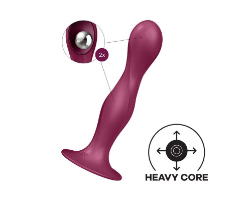 Малиновый фаллоимитатор Double Ball-R - 17,8 см.