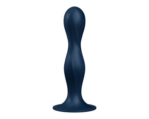 Темно-синий фаллоимитатор Double Ball-R - 17,8 см.