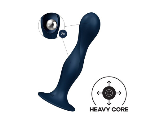 Темно-синий фаллоимитатор Double Ball-R - 17,8 см.