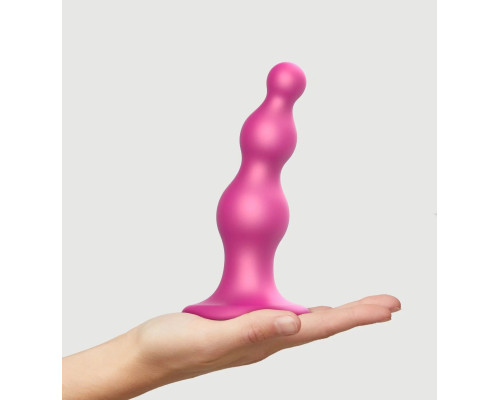 Розовый стимулятор-ёлочка Dildo Plug Beads Framboise Size M - 15 см.