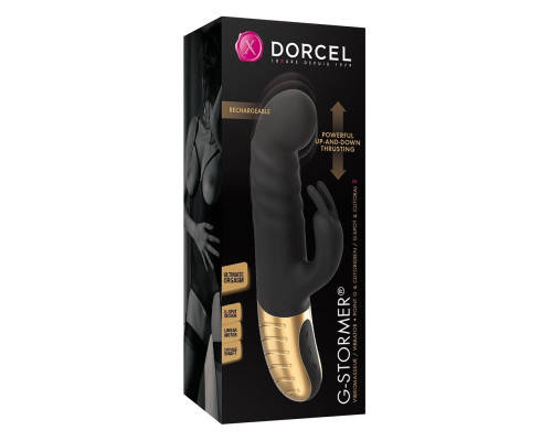 Черный вибратор-кролик G-Stormer с возвратно-поступательными движениями - 23,5 см.