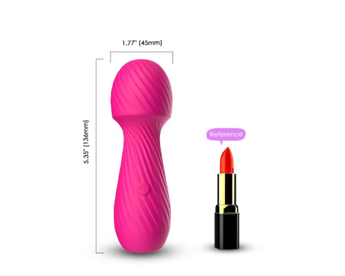 Ярко-розовый мини-вибратор с рельефной поверхностью - 13,6 см.