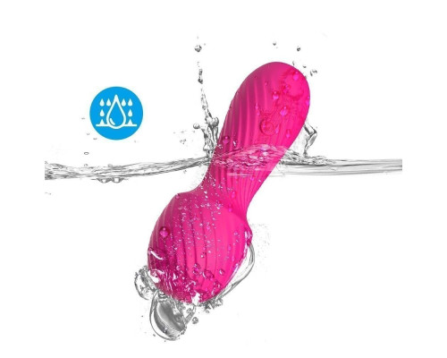 Ярко-розовый мини-вибратор с рельефной поверхностью - 13,6 см.