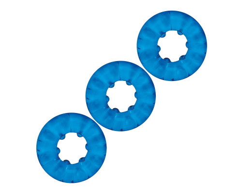 Комплект из трех голубых эрекционных колец 3-Pack Ribbed Rider Cock Ring Set