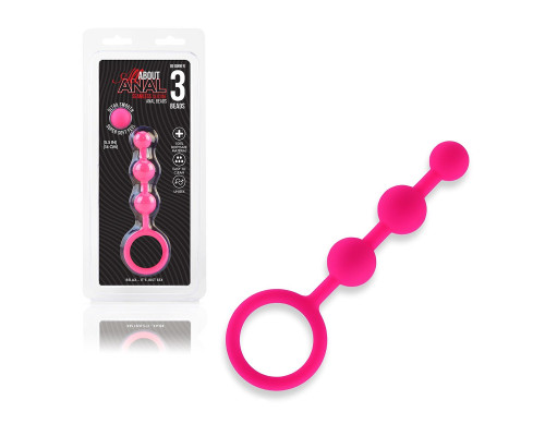 Розовые силиконовые анальные бусы Silicone Anal Beads - 14 см.