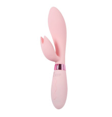 Нежно-розовый вибратор-кролик с независимыми моторчиками Indeep Malena - 21,5 см.