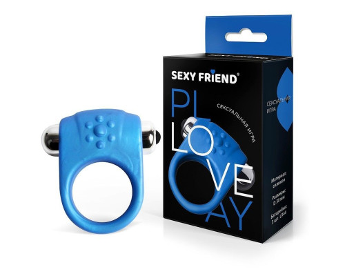 Синее эрекционное кольцо с виброэлементом