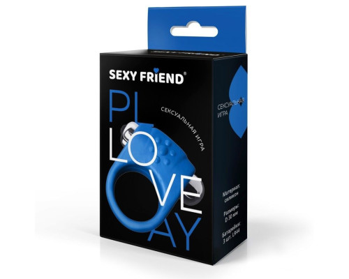 Синее эрекционное кольцо с виброэлементом