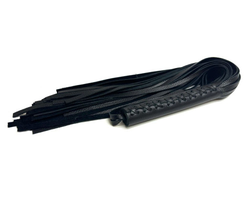 Черная многохвостовая плеть из мягкой кожи - 57 см.