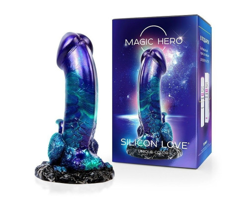 Оригинальный фаллоимитатор с широким фигурным основанием - 19 см.