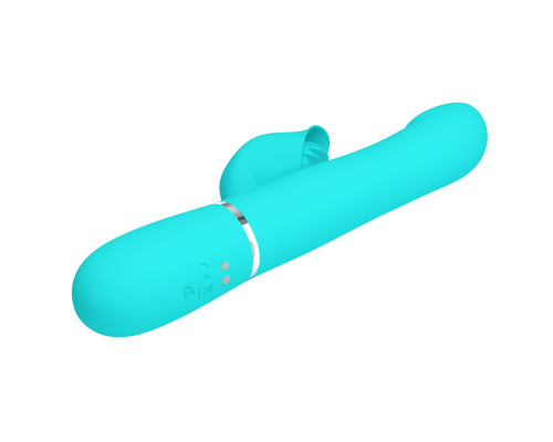 Мятный вибратор-кролик Falin с вращением бусин - 22,7 см.