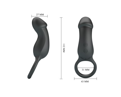 Черное вибрирующее кольцо Trae