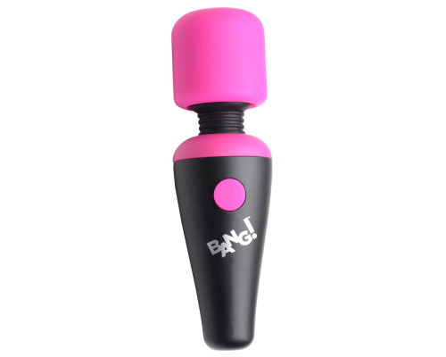 Розово-черный мини-вибромассажер 10X Vibrating Mini Silicone Wand