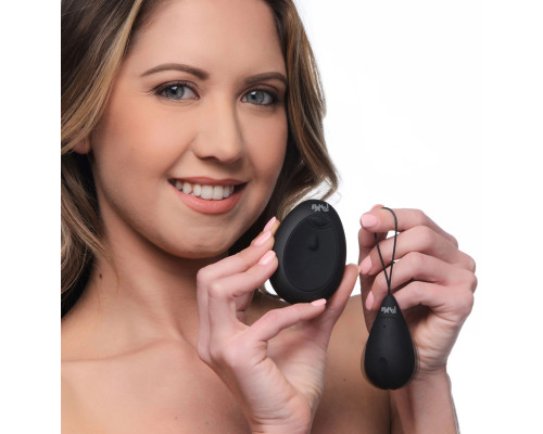 Черное виброяйцо с пультом ДУ 10X Silicone Vibrating Egg