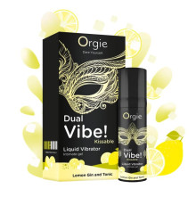Съедобный жидкий вибратор Dual Vibe! со вкусом лимонного джина с тоником - 15 мл.
