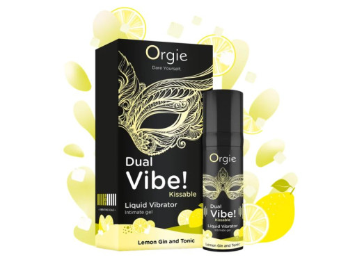 Съедобный жидкий вибратор Dual Vibe! со вкусом лимонного джина с тоником - 15 мл.