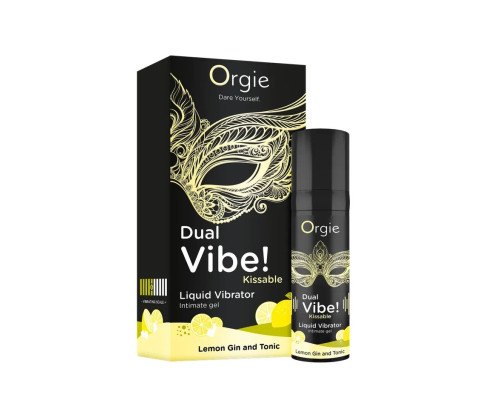 Съедобный жидкий вибратор Dual Vibe! со вкусом лимонного джина с тоником - 15 мл.