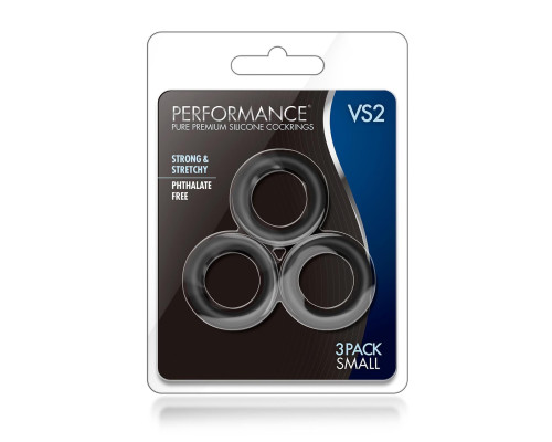 Набор из 3 черных эрекционных колец Black Small Penis Rings