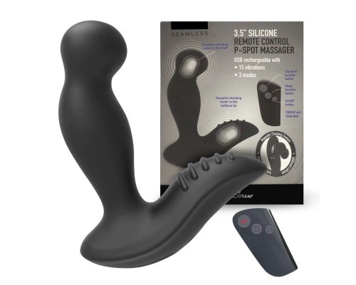 Черный вибромассажер простаты 3,5’’ Remote Control P-spot Massager - 12,5 см.