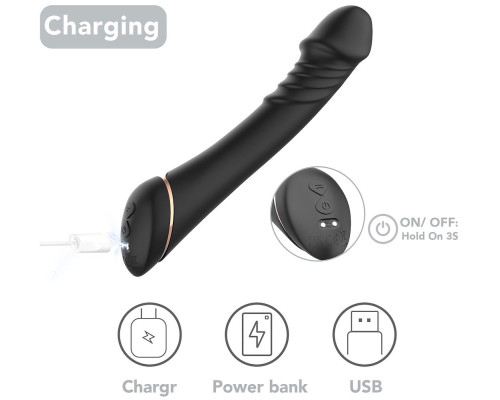 Черный вибратор для G-точки Hancock - 20,4 см