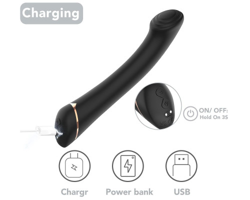 Черны вибратор для G-точки Gwand - 18,7 см.