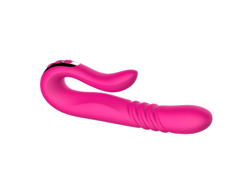 Розовый вибратор с ротацией - 23 см.