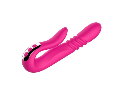 Розовый вибратор с ротацией - 23 см.