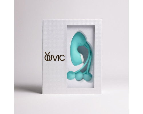 Бирюзовый вакуумный стимулятор клитора с вагинальными виброшариками