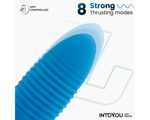 Синее интерактивное виброяйцо с поступательными движениями Thrusting Egg