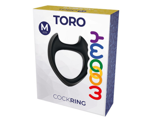Черное эрекционное кольцо с рожками Wooomy Toro M