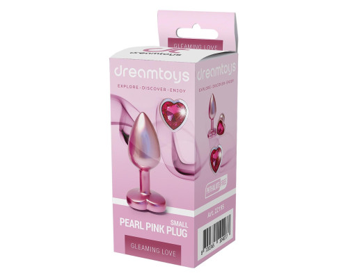 Розовая анальная пробка с кристаллом-сердцем Pearl Pink Plug Small
