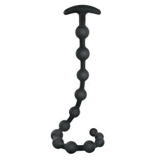 Черная анальная цепочка Ribbed Silicone Anal Beads - 48,3 см.
