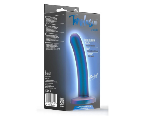 Синяя насадка с гладкой поверхностью Surrender 5.75 Inch Intermediate Pegging Dildo - 14,6 см.