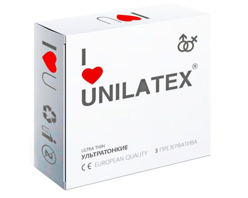 Ультратонкие презервативы Unilatex Ultra Thin - 3 шт.