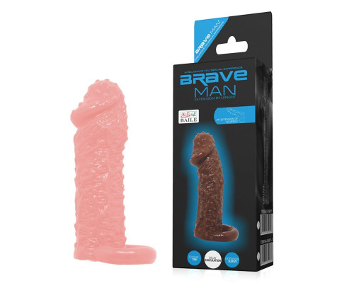 Фаллическая насадка с точками и подхватом мошонки - 13 см.