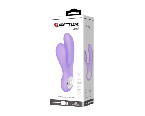 Сиреневый вибратор с клиторальным отростком Canrol - 17,1 см.