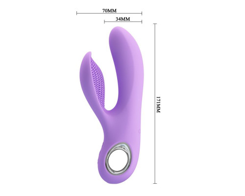 Сиреневый вибратор с клиторальным отростком Canrol - 17,1 см.