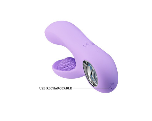 Сиреневый вибратор с клиторальным отростком Canrol - 17,1 см.