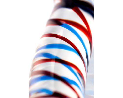 Двусторонний стеклянный фаллос с разноцветными спиралями - 21 см.