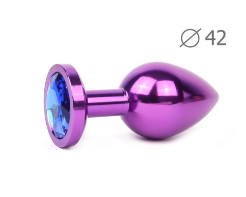 Коническая фиолетовая анальная втулка с синим кристаллом - 9,3 см.