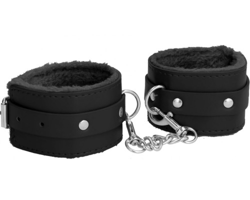 Черные поножи Plush Leather Ankle Cuffs