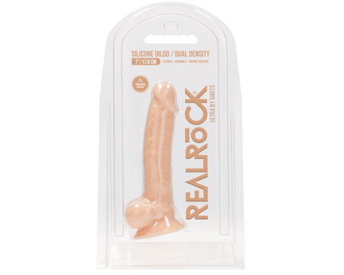 Телесный фаллоимитатор Silicone Dildo With Balls - 17,8 см.