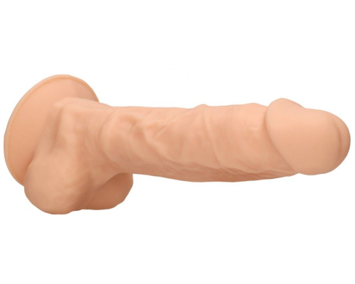 Телесный фаллоимитатор Silicone Dildo With Balls - 22,8 см.